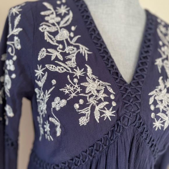 Blue Rain Embroidered Dress - Picture 3 of 7